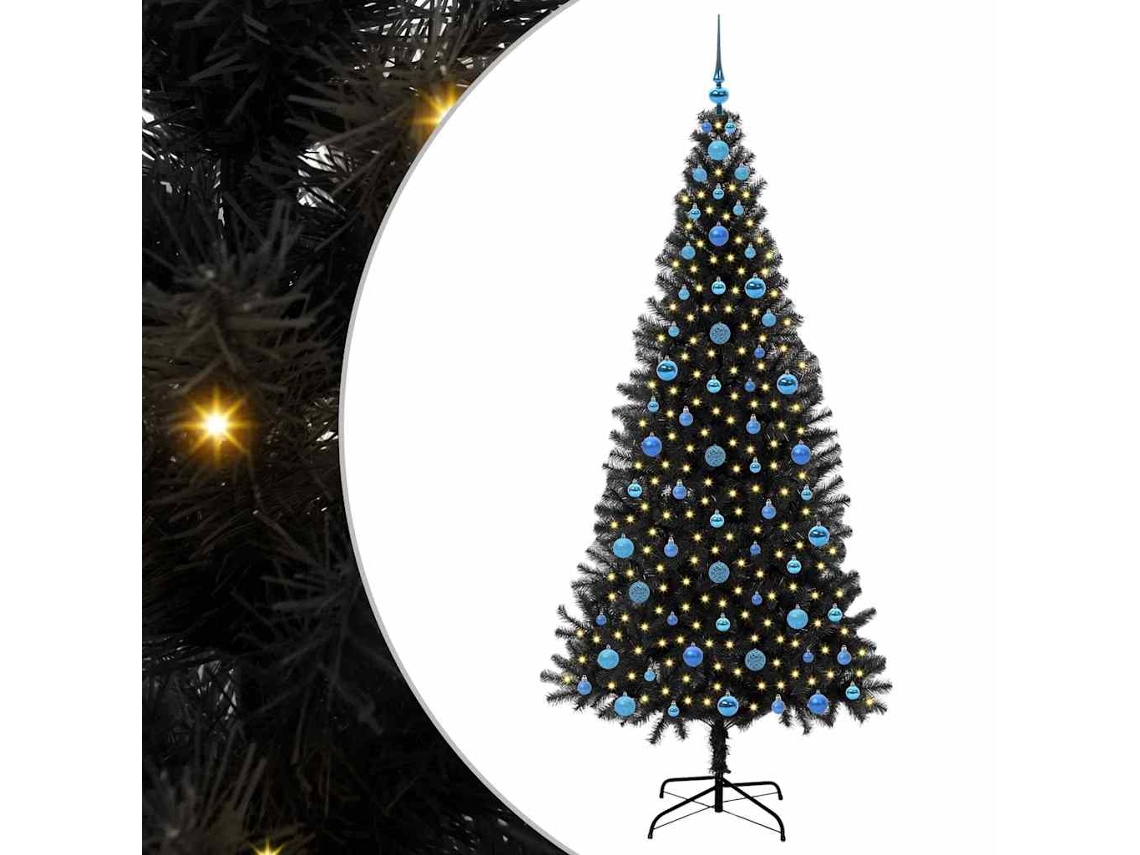 Conjunto 1 Árvore De Natal Vidaxl Preto Pvc (210 Cm)