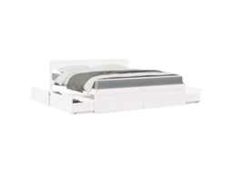 Vidaxl Cama Com Gavetas E Colchão 180x200 Cm Pinho Maciço Branco
