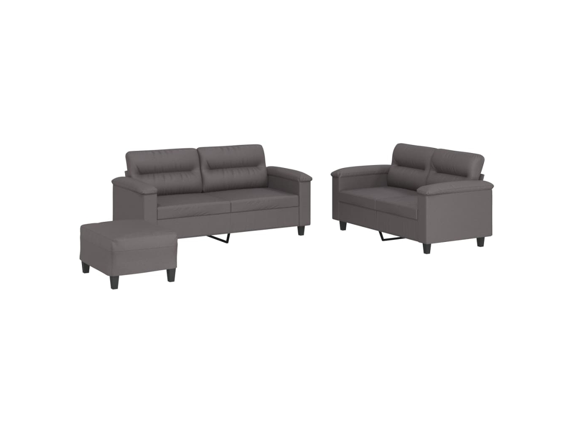 Conjunto de 3 Sofás com Almofadões Couro Artificial Cinzento MAISON EXCLUSIVE