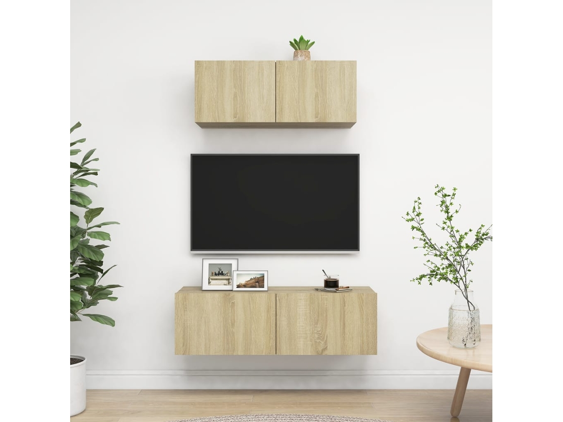 Vidaxl 2 Pcs Conjunto de Móveis Tv Derivados Madeira Carvalho Sonoma