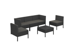 Maison Exclusive - 6 Pcs Conjunto Lounge De Jardim C/ Almofadões Vime Pe Preto