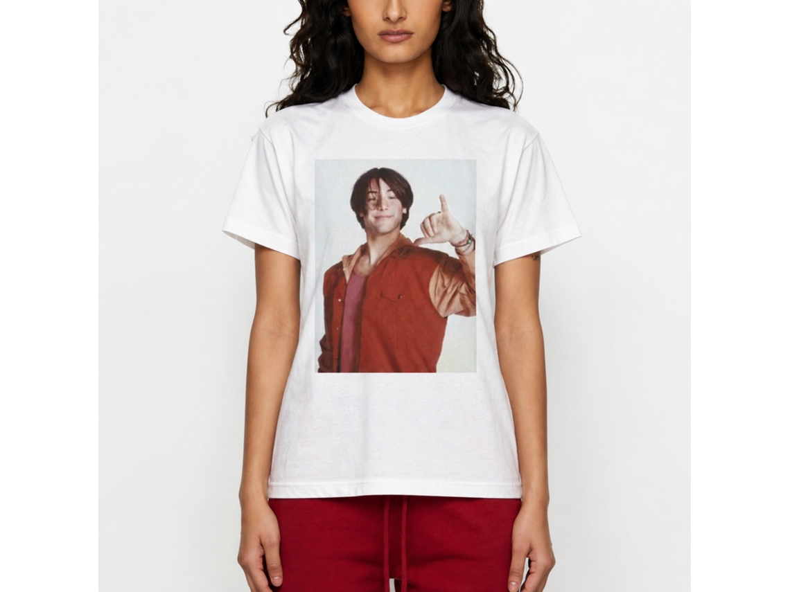 Rockinstone Bill And Ted Hang Ten White Adult T-shirt Size:m
