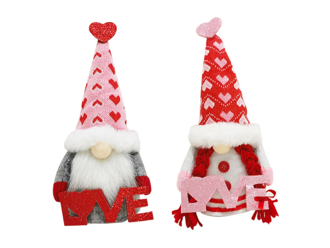 Conjunto de 2 Bonecas de Pelúcia Anão Elf Love para Decoração do Dia dos Namorados | S/MARCA