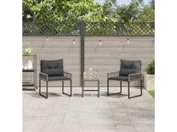Vidaxl Conjunto De Móveis Para Exterior Com Almofada 3 Pcs Cinzento