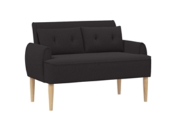 Vidaxl Sofá De Dois Lugares Com Botão Acolchoado Preto Bouclé