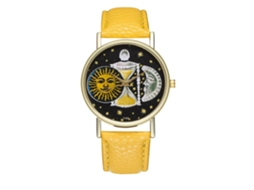 Reloj De Pulsera Unisex De Cuero Fashionable Para Hombre Y Mujer De Cuarzo (amarillo)