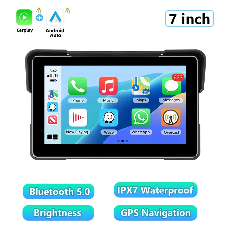 (carplay De 7 Polegadas) Navegação Para Motocicleta De 7 Polegadas, Carplay E Monitoramento De Pressão Dos Pneus À Prova D'água.