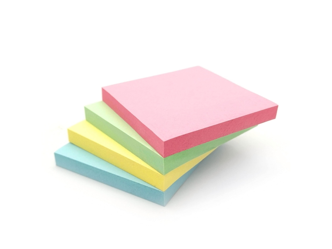 Bloco de Notas Adesivas Coloridas Removíveis com 400 Folhas em Tons Pastel , Pacote com 4 Unidades (100 Folhas por Bloco). MDUG (76x76 Mm)