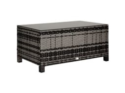 Mesa de Jardim Vime Sintético QINGYU TECH com Vidro Temperado (85x50x39cm) para Terraço e Pátio
