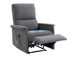 Poltrona De Massagem Reclinável, Estilo Espreguiçadeira, Encosto Ajustável, Assento Amplo, Com Apoio Para Os Pés, Dimensões: 69x84x99 Cm, Cinza.