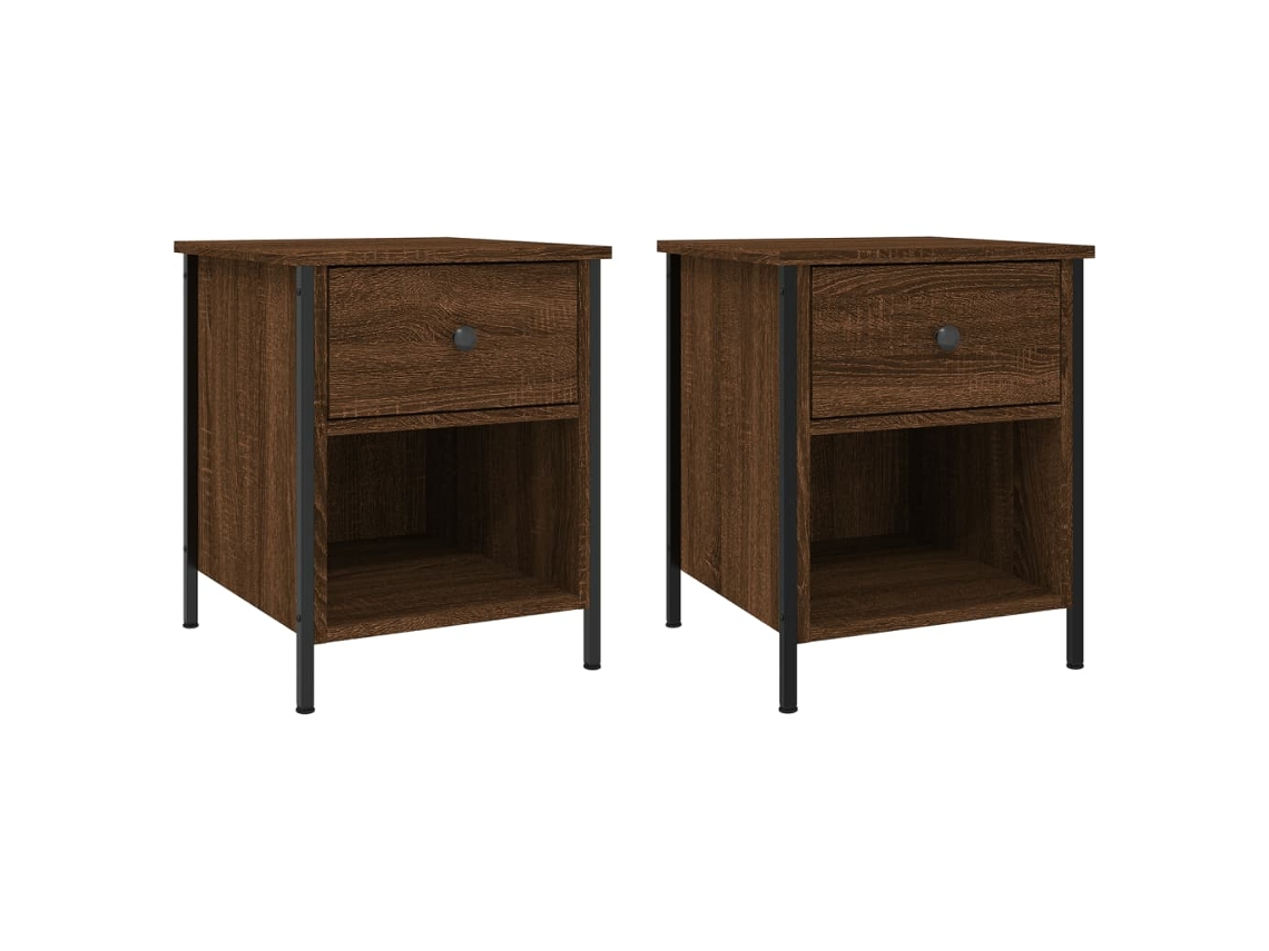 Bedside Cabinet, Bedside Cabinets Vidaxl Marrom Madeira Processada (n/a)