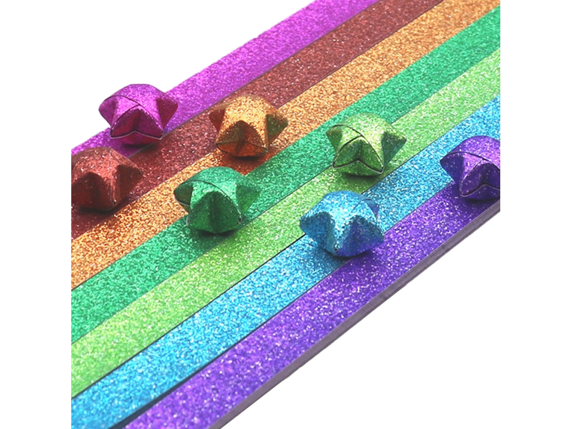 Papel Para Origami Estrelas 360/520 Folhas Multicor Com Brilho Para Artesanato Infantil Diy