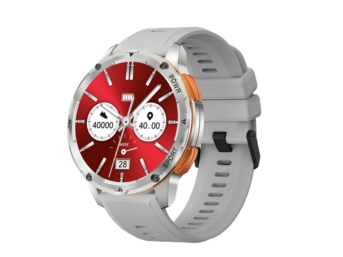 (prateado) Smartwatch Amloed Com Tela Redonda De 1,43 Polegadas E Pulseira De Silicone