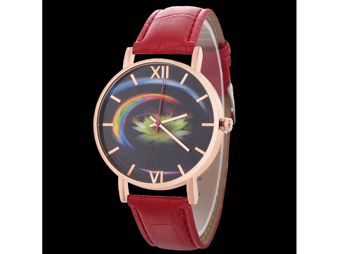 Reloj De Pulsera De Aleación Con Dial Redondo Analógico De Cuarzo Para Mujer Y Hombre (rojo)