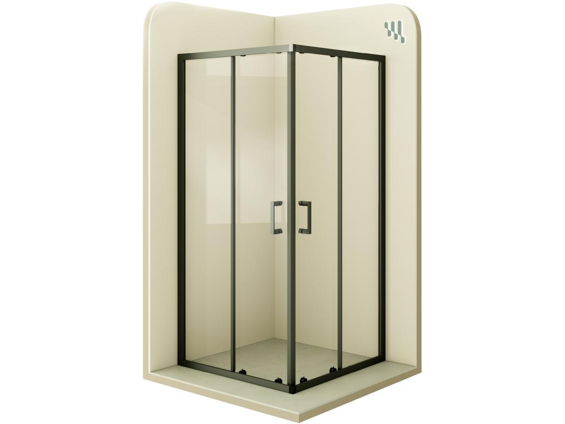 Cabine de Duche MOMENTS OF GLASS Diana 70x95x190cm | Reversível |Portas de correr, Ajuste 67,5-69,5x92,5-94,5cm | Perfis pretos, Vidro transparente 6mm