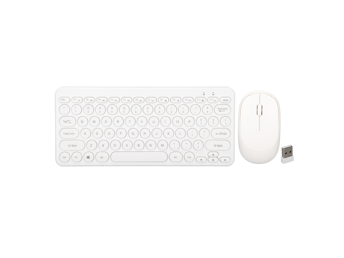 Aetheria combo Teclado e Mouse Sem Fio 2.4g Teclas Redondas Design Ergonômico Mouse Silencioso Branco