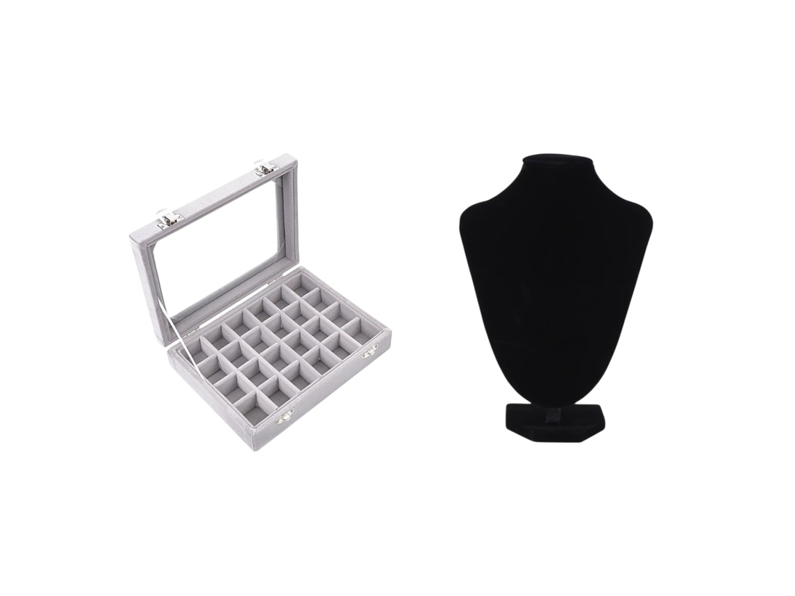 Suporte / Organizador De Carpete Vertical Para Joias Preto Caixa Com 24 Compartimentos Organizador Portátil Resistente
