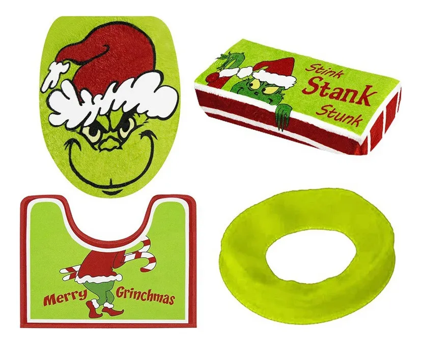 Conjunto De Tapetes Para assento propõe-lhe Sanitário De Natal, Fazer o Grinch, 4vayotoy