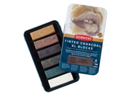 Caixa 6 Blocos De Carvão Tingido Aquarellável Derwent Xl Tinted Charcoal
