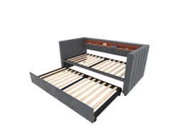 Sofá cama Multifuncional com Cama Auxiliar, Porta Usb Tipo c, Iluminação Led, Estofamento em Veludo e Espaço de Armazenamento DELCOND (90x190 Cm)