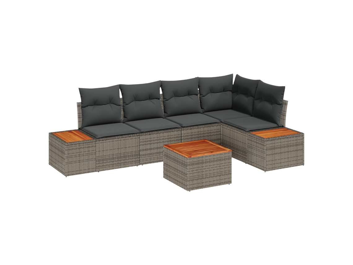 Conjunto 5 Sofá De Jardim Vidaxl Cinzento Vime Pe (264 X 154 X 85 Cm)