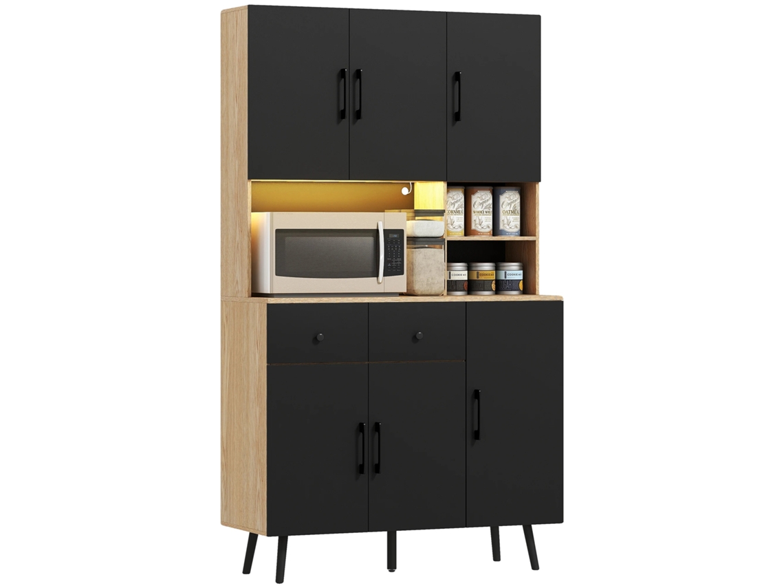 Armário De Cozinha, Luzes Led Rgb, Design Moderno, Preto