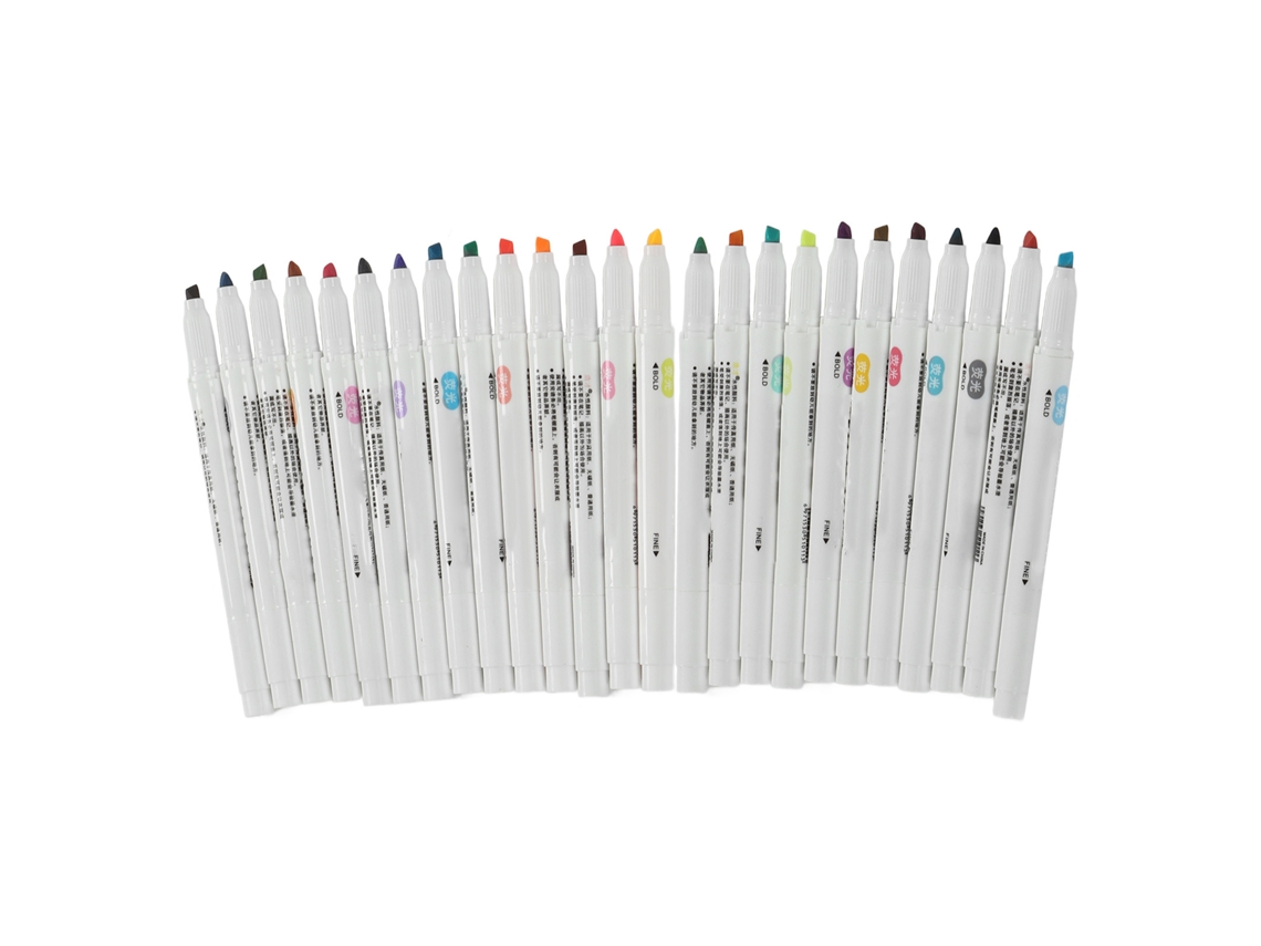 Resaltador De Dos Extremos 25 Colores Secado Rápido Ergonómico Acuoso Para Escuela Oficina Arte