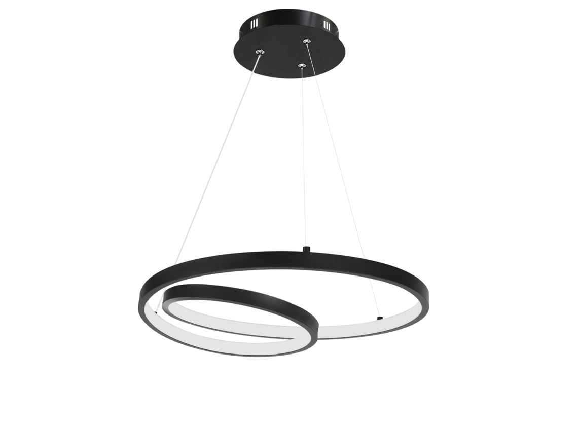 Led Luminária Pendente de Alumínio Preto 40 Cm de Diâmetro 150 Cm Regulável Design Candeeiro de Mesa de Jantar Moderno com Controle Remoto NETTLIFE