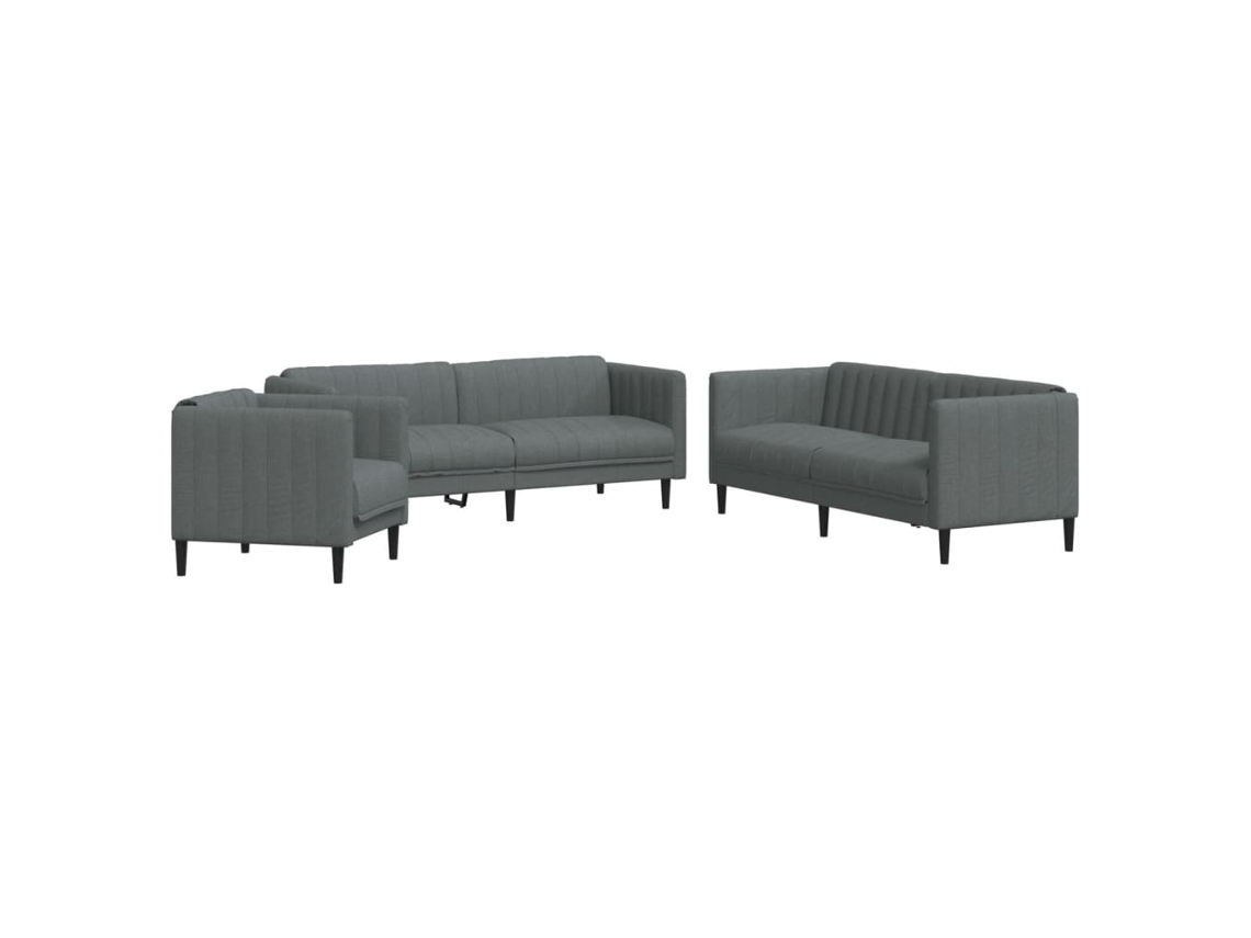 Conjunto De Sofás Vidaxl Cinzeto Tecido (193 X 74 X 76 Cm)