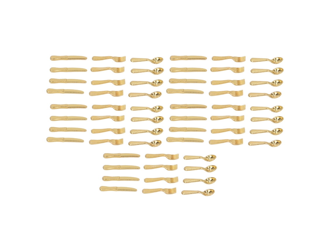 5 Pacotes Talheres Miniatura 1/12 Jogo De Jantar Para Casinha De Bonecas Ouro