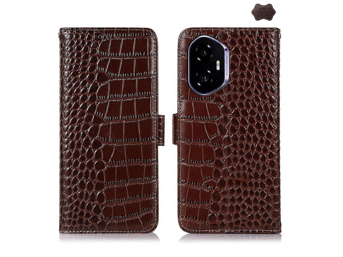 Capa De Celular Em Couro De Crocodilo Com Camada Superior De Couro Bovino Para Honor 400