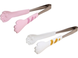 Pinças Para Alimentos Hemobllo Antiderrapantes, Conjunto De 2, Aço Inoxidável, Formato De Pata Gato, Tamanho Médio