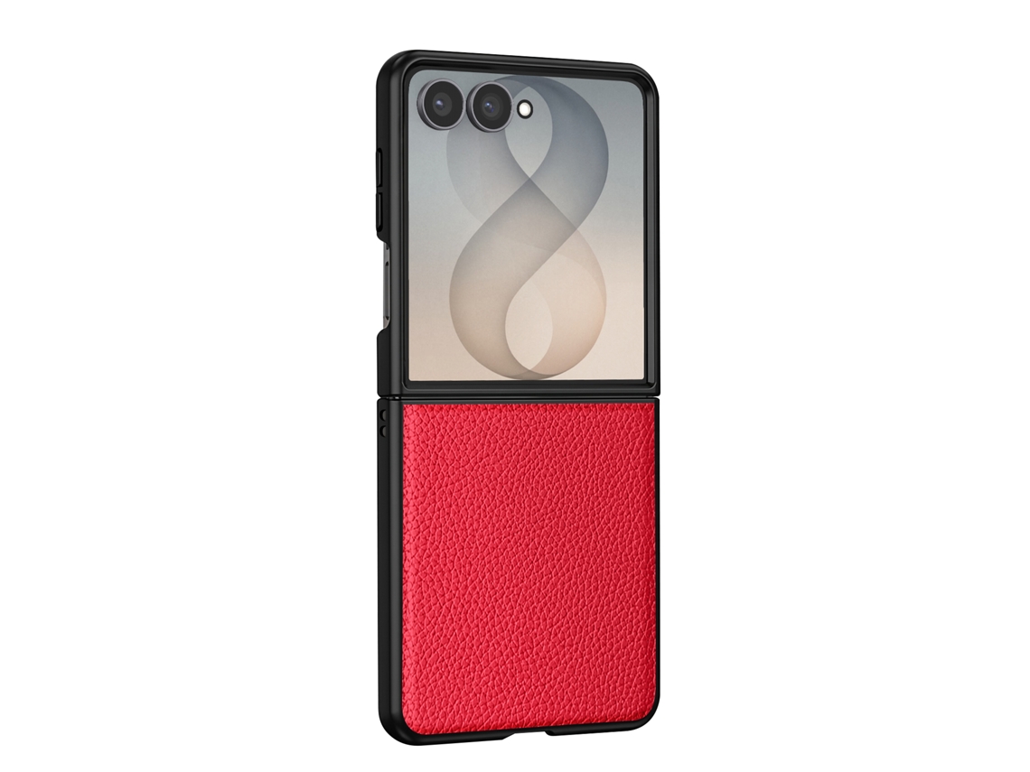 Capa Para Galaxy Z Flip 8 Dobrável Efeito Couro Granulado Câmara Elevada