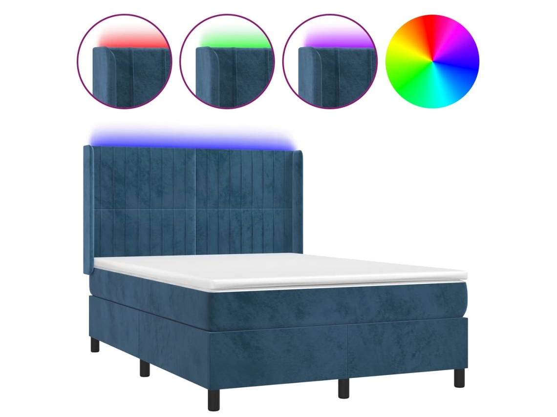 Box Spring Bed, Box Spring Beds Vidaxl Azul Veludo (140 X 200 Cm)