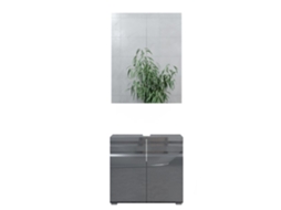 Conjunto de móveis de banheiro Vicco Freddy, antracite alto brilho, 2 peças