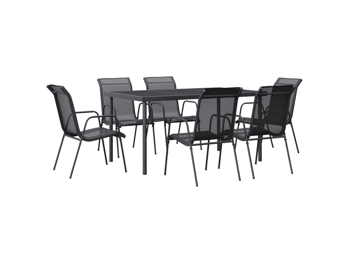 Garden Dining Set, Garden Dining Sets Vidaxl Preto Aço (150 Cm Table Length)