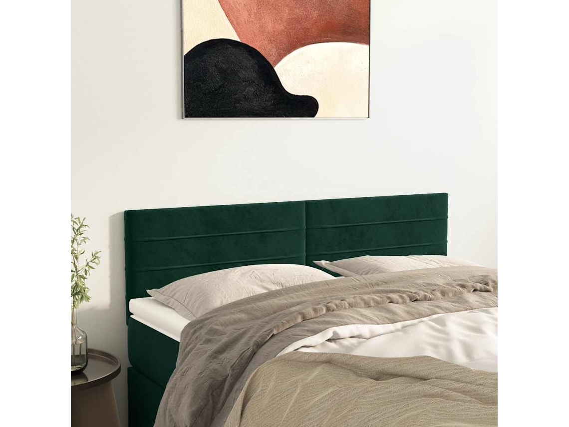 Vidaxl Cabeceiras Verde-escuro 144x5x78/88 Cm Veludo