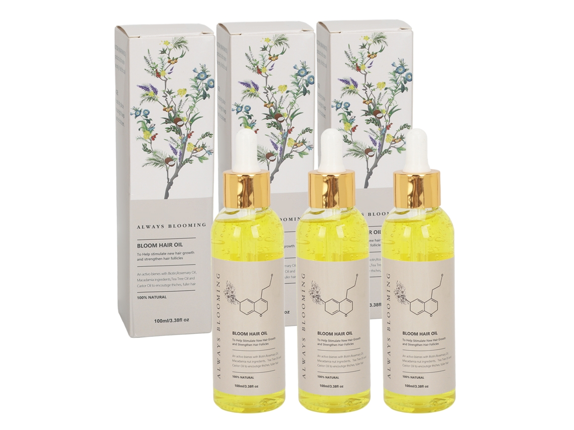 3pcs Óleo Essencial Para Crescimento Capilar 100ml Hidrata Reduz Rugosidade Aumenta Espessura Para Todos Os Tipos De Cabelo