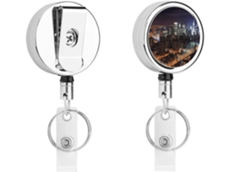 Porta Crachá Retrátil New York Night Com Clipe Cinto E Chaveiro De Metal, Porta Cartão De Identificação Durável E