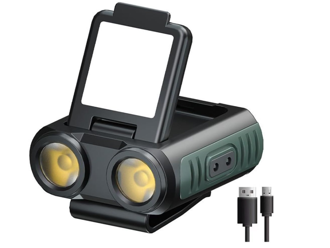 Farol Recarregável para Adultos Luz de Capacete Leve À Prova D'Água de 4 Modos Equipamento de Acampamento Farol de Corrida Preto TURMIN