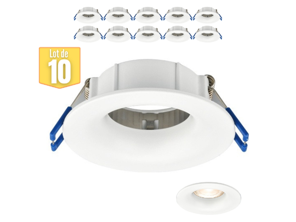 Conjunto de 10 Ligações BRAYTRON Tetra-D Manchas Redonda Branca Fixa Diâmetro de 88 Mm Alumínio