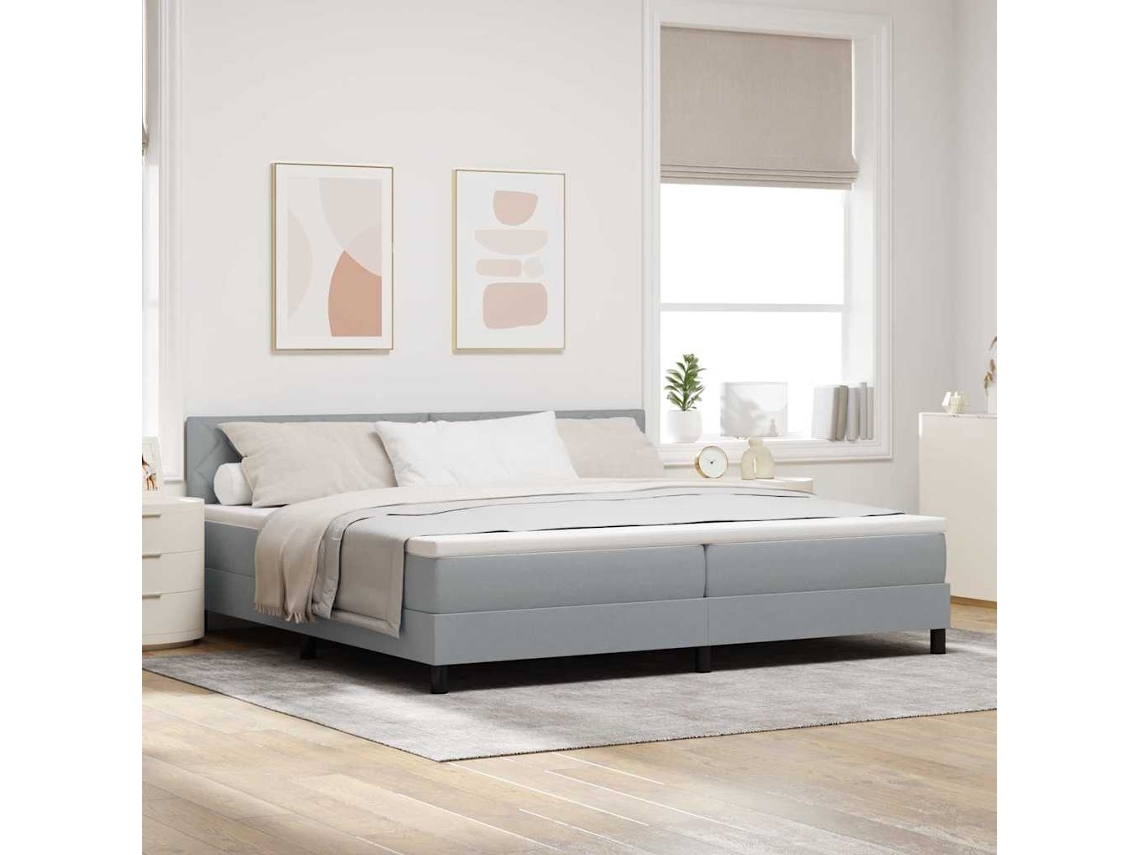 Vidaxl Cama Box Com Almofada Manual Cinzento-claro 200 X 200 Cm Tecido