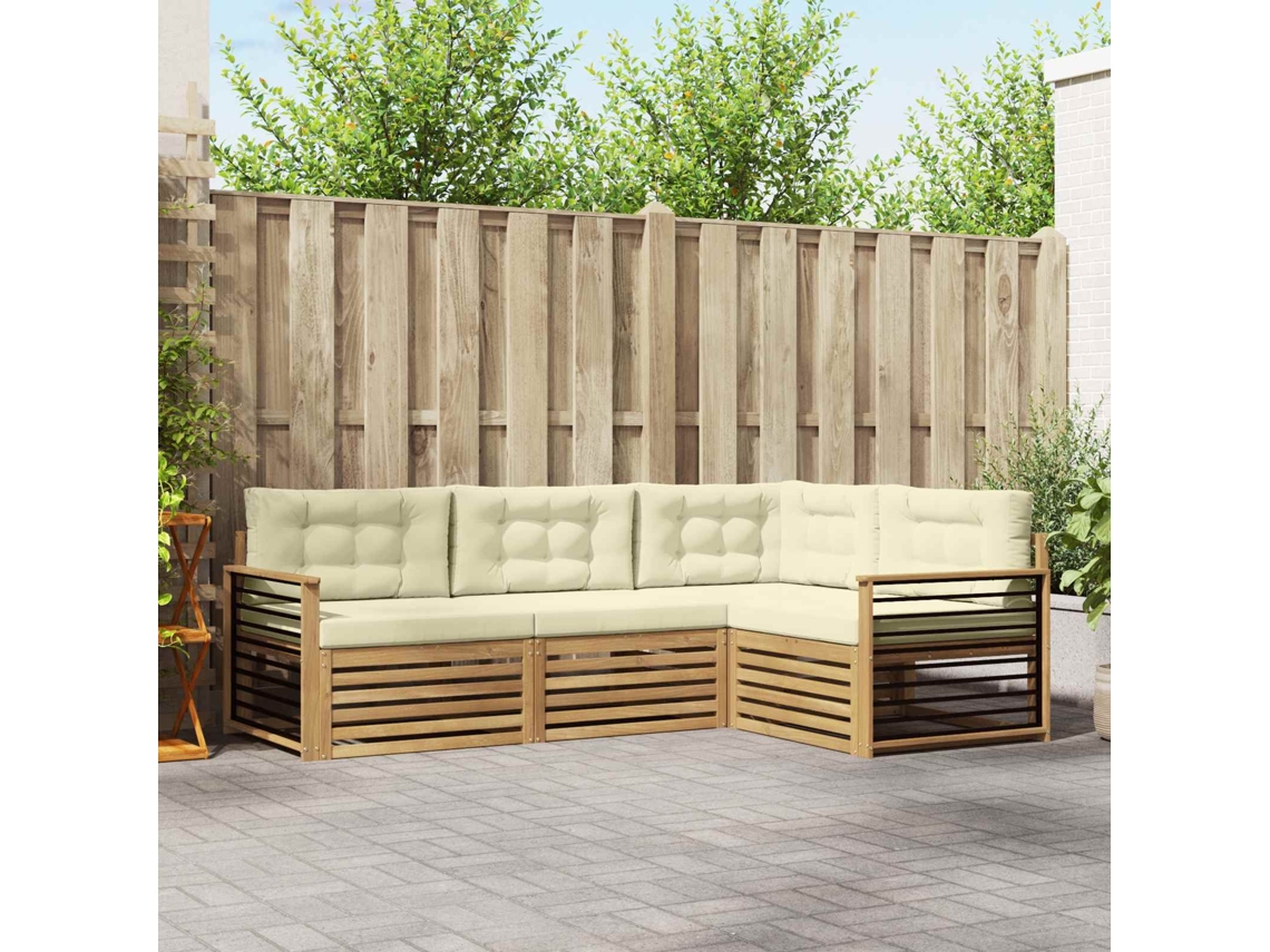 Vidaxl Conjunto De Sofás Para Exterior 5 Unid. Branco E Creme