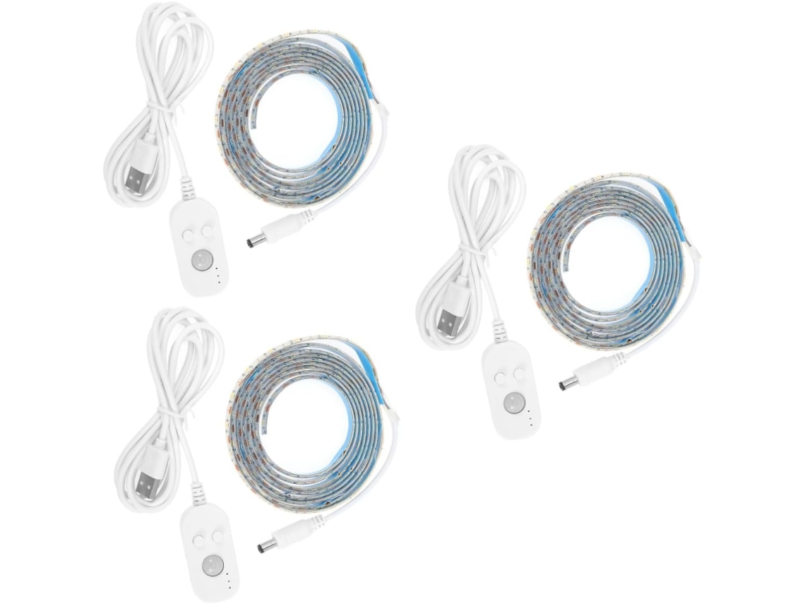 Conjunto De 3 Fitas De Led Com Sensor Inteligente Para Ambientes Internos, Ideal Para Iluminação Noturna Em Closets