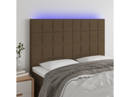 Vidaxl Cabeceira De Cama C/ Luzes Led Tecido 144x5x118/128cm Castanho