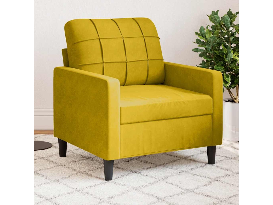 Vidaxl Poltrona 60 Cm Veludo Amarelo