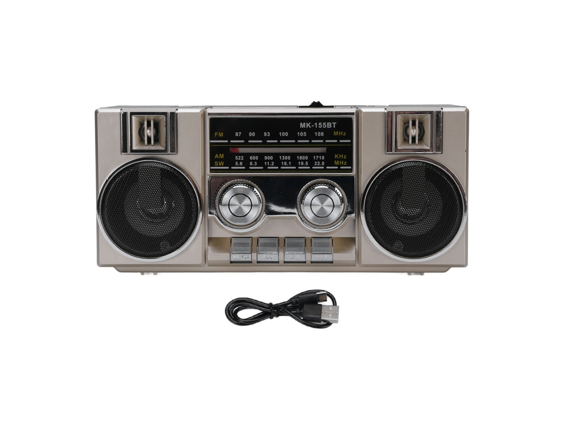 Mali rádio Portátil Fm Am Sw com Alto falante Bluetooth Rgb Som Claro Bateria Longa Ouro Jardim Parque Banheiro