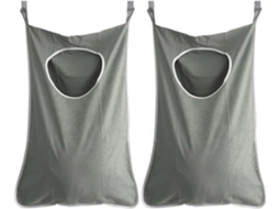 Conjunto de 2 Cestos Roupa Suja para Porta BRILVIBERA (cinza Escuro)