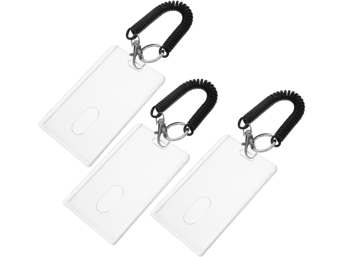Conjunto De 3 Porta Cartões Transparentes Magiclulu Com Pulseira Espiral Elástica, Em Plástico Acrílico, Uso