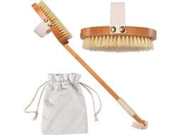 Pincel De Seco Para Cuerpo Con Cerdas De Jabalí Natural, Exfoliante Corporal Con Mango Desmontable Y Bolsa De Viaje